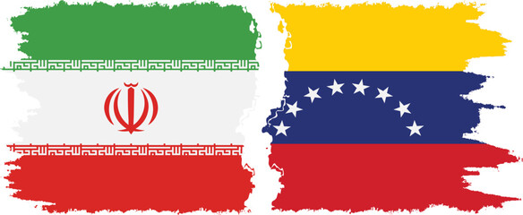 Venezuela and Iran grunge flags connection vector - obrazy, fototapety, plakaty