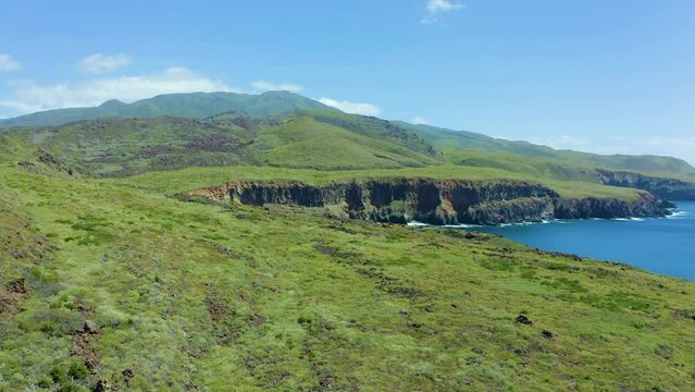 Volcanic landscape of Socorro Island in Revillagigedo Archipelago, aerial