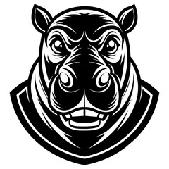head of a Hippopotamus mascot,Hippopotamus silhouette,zabra face vector,icon,svg,characters,Holiday t shirt,black Hippopotamus face drawn trendy logo Vector illustration,Hippopotamus on a white backgr
