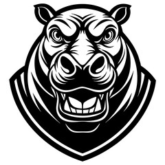 head of a Hippopotamus mascot,Hippopotamus silhouette,zabra face vector,icon,svg,characters,Holiday t shirt,black Hippopotamus face drawn trendy logo Vector illustration,Hippopotamus on a white backgr