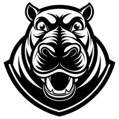 head of a Hippopotamus mascot,Hippopotamus silhouette,zabra face vector,icon,svg,characters,Holiday t shirt,black Hippopotamus face drawn trendy logo Vector illustration,Hippopotamus on a white backgr