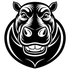head of a Hippopotamus mascot,Hippopotamus silhouette,zabra face vector,icon,svg,characters,Holiday t shirt,black Hippopotamus face drawn trendy logo Vector illustration,Hippopotamus on a white backgr
