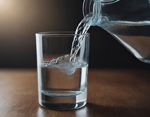 Refreshing Water Pouring into Glass