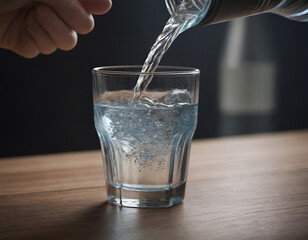 Refreshing Water Pouring into Glass