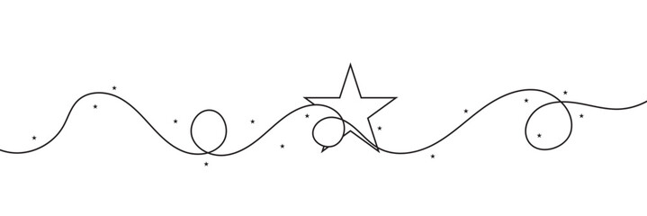 Star in continuous line drawing style. Line art star icon. Vector illustration. Abstract background.  greeting card, banner, and poster concept. Minimalism design. Vector illustration