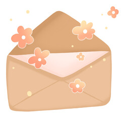 an envelope with flowers on it, on a transparent background