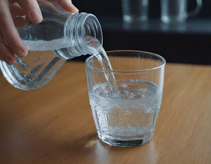 Refreshing Water Pouring into Glass