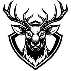 head of a deer mascot,deer silhouette,vector,icon,svg,characters,Holiday t shirt,black deer face drawn trendy logo Vector illustration,deer on a white background,eps,png