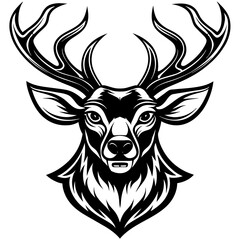head of a deer mascot,deer silhouette,vector,icon,svg,characters,Holiday t shirt,black deer face drawn trendy logo Vector illustration,deer on a white background,eps,png