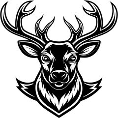 head of a deer mascot,deer silhouette,vector,icon,svg,characters,Holiday t shirt,black deer face drawn trendy logo Vector illustration,deer on a white background,eps,png