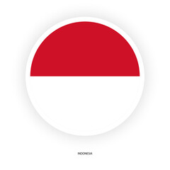 Indonesia circle flag icon isolated on white background.