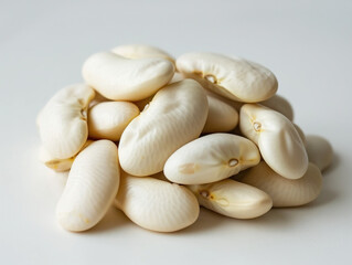 Fototapeta na wymiar Dry butter beans white kidney beans. Product photo on white surface