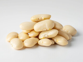 Fototapeta na wymiar Dry butter beans white kidney beans. Product photo on white surface