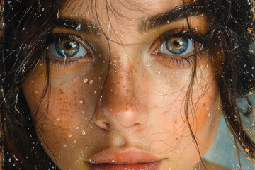 A captivating portrait imbued with the depth of human emotion reflected in the eyes - obrazy, fototapety, plakaty