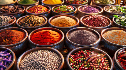Culinary Spice Assortment, Diverse Cooking Ingredients and Seasonings, Vibrant and Aromatic Kitchen Essentials, Food Preparation