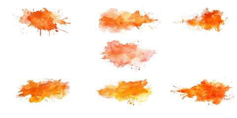 Watercolor background with orange watercolour splash, vector illustration on white background