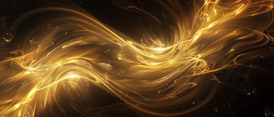 Abstract golden swirls over a black base creating mystical allure for high-end product launches
