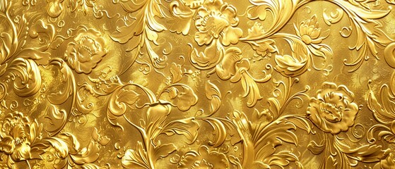 Vintage gold embossed wallpaper design