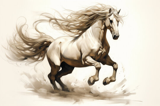 Graceful horse emblem, with its noble stance and flowing mane, representing strength, beauty, and freedom.