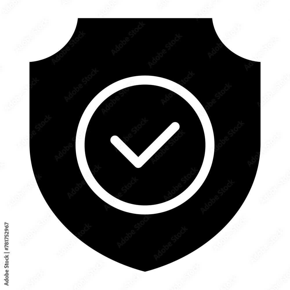 Wall mural shield with checkmark icon