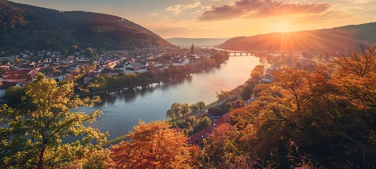 Foto op Canvas View onto  and idyllic landscape near Heidelberg, AI Generative. © Miry Haval