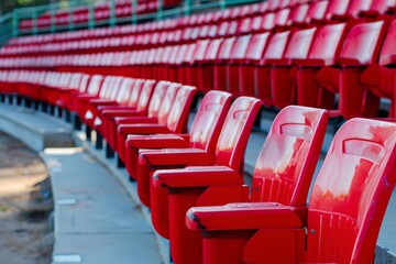 Red tribune seats on stadium