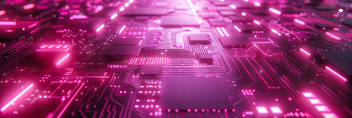 Digital Computing and Technology Concept, Blue Abstract Circuit Board Background, Hardware and Network Design