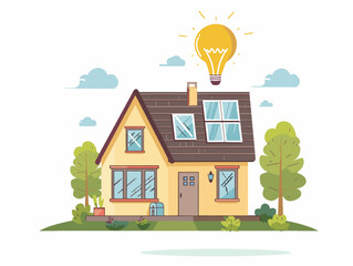 Energy-Efficient Homeowner: Installing Light Bulbs to Reduce Carbon Footprint and Cut Energy Costs - obrazy, fototapety, plakaty