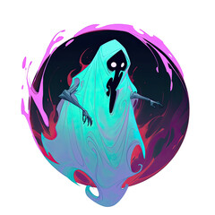 a wraith ghost logo in a circle - obrazy, fototapety, plakaty