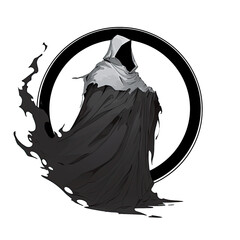 A logo of a mysterious faceless wraith within a circle