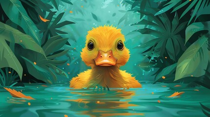 Illustrate a whimsical fantasy duck in pixel art style, reminiscent of retro video games Emphasize its playful features and vibrant colors to bring out a nostalgic charm - obrazy, fototapety, plakaty
