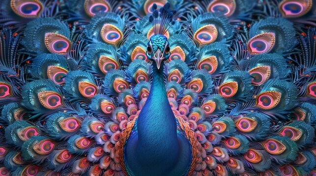 Abstract Fractal: A 3D vector illustration of a fractal pattern resembling a peacocks tail
