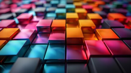 Fototapeta premium Abstract Grid: A 3D vector illustration of a grid-like array of cubes