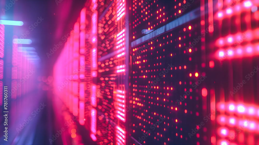 Poster digital technology and cybersecurity concept, abstract background with binary code and blue light