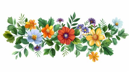 Floral Borders: A vector illustration of a decorative border made of colorful flowers and foliage