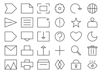 Collection of Line Art Icons for Web. Simple Vector for Applications. Isolated Design on White Background