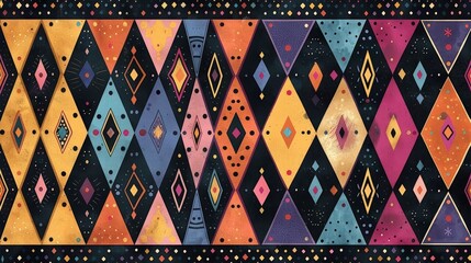 Patterned Borders: A vector illustration of a border with a repeating pattern of diamond shapes