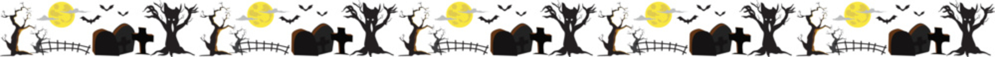 Halloween line border on transparent background.