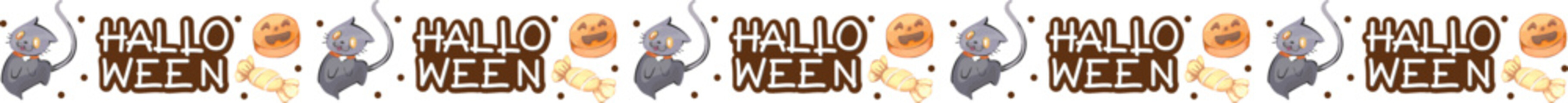 Halloween line border on transparent background.