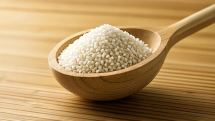  A spoonful of white rice grains
