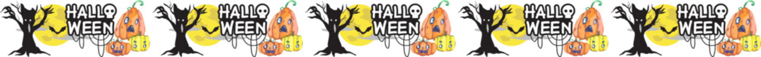 Halloween line border on transparent background.