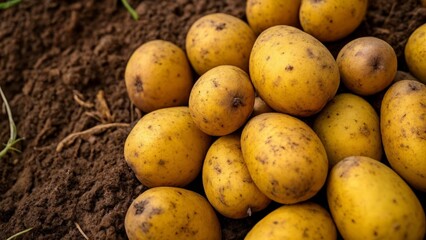  Freshly harvested potatoes ready for market - obrazy, fototapety, plakaty