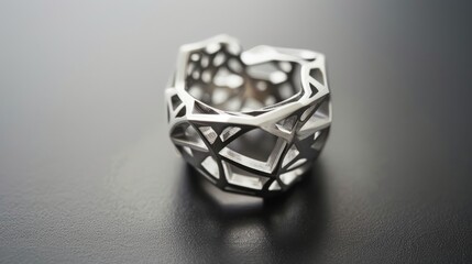 Elegant 925 sterling silver ring design on a soft backdrop. A luxurious and intricately designed ring stands out against a creamy, soft background, bathed in gentle light