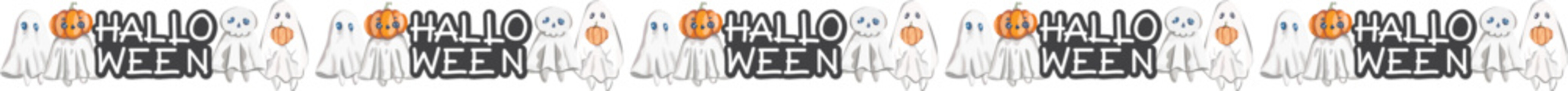 Halloween line border on transparent background.