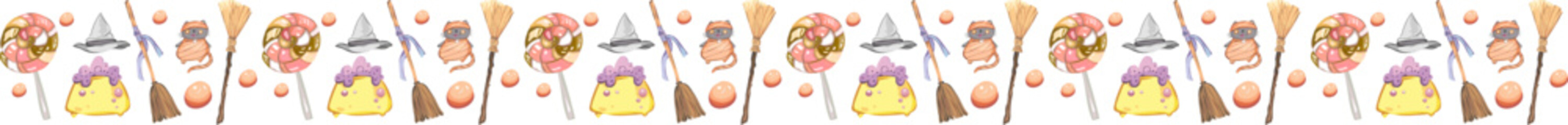 Halloween line border on transparent background.