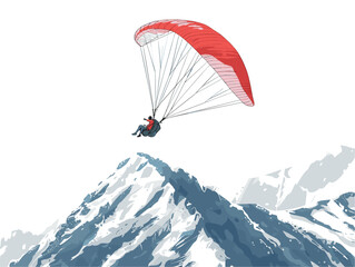 Naklejka na ściany i meble Paraglider's Aerial Adventure: Soaring High on Mountain Winds with Textured Artwork