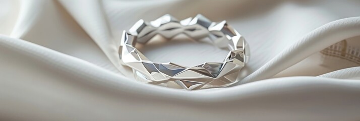 Elegant 925 sterling silver ring design on a soft backdrop. A luxurious and intricately designed ring stands out against a creamy, soft background, bathed in gentle light