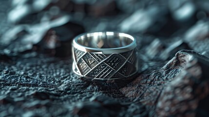 Elegant 925 sterling silver ring design on a soft backdrop. A luxurious and intricately designed ring stands out against a creamy, soft background, bathed in gentle light