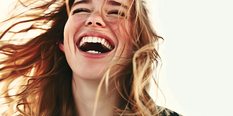 beautiful woman laughing, generative AI