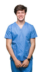 Fototapeta premium Young doctor wearing medical uniform over isolated background with a happy and cool smile on face. Lucky person.